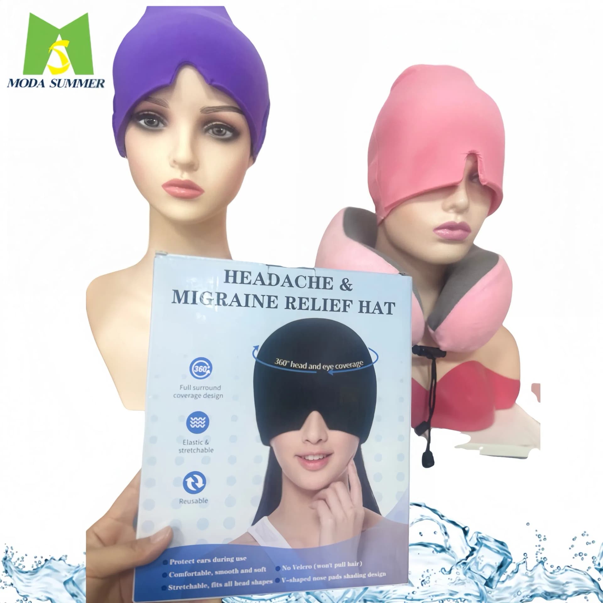 Customized Logo Gel Migraine Hat Gel Ice Headache Pad Cold Gel Cap