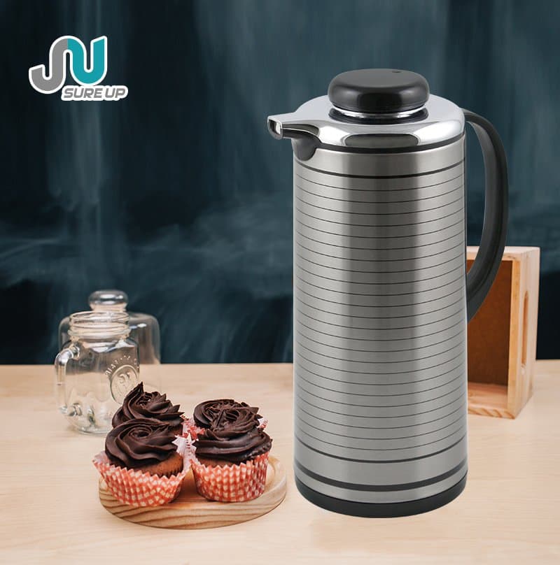 Double-Wall Stainless Steel Vacuum Jug 1.0-1.9L with Glass Liner and Handle