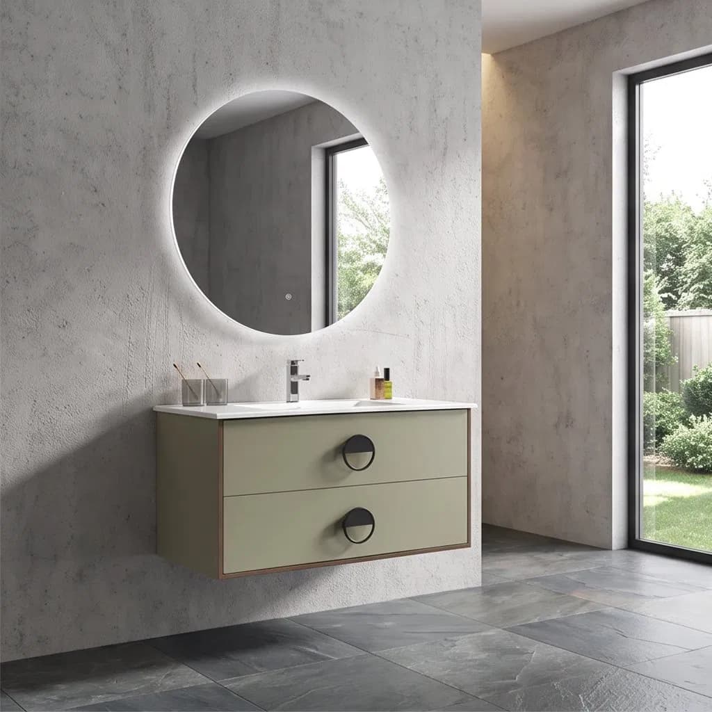Hotel Project CE Certificate Customized MDF Bathroom Vanity with Ceramic Basin Wash Basin Furniture