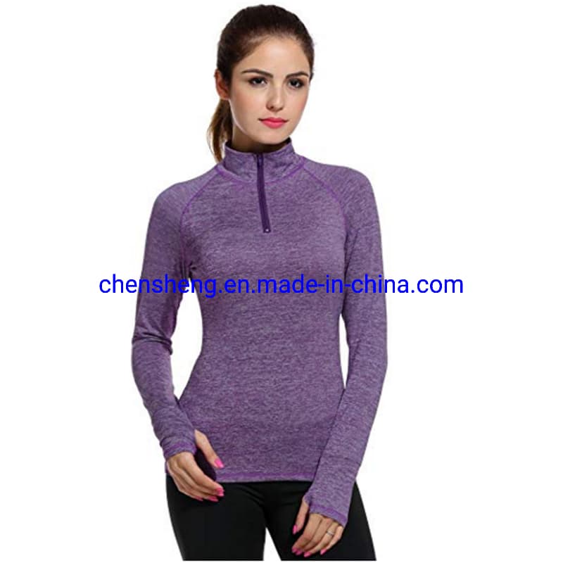 High Performance Function Dry Fit 1/4 Zip Sport Training Wear for Women Sport Yoga Fitness