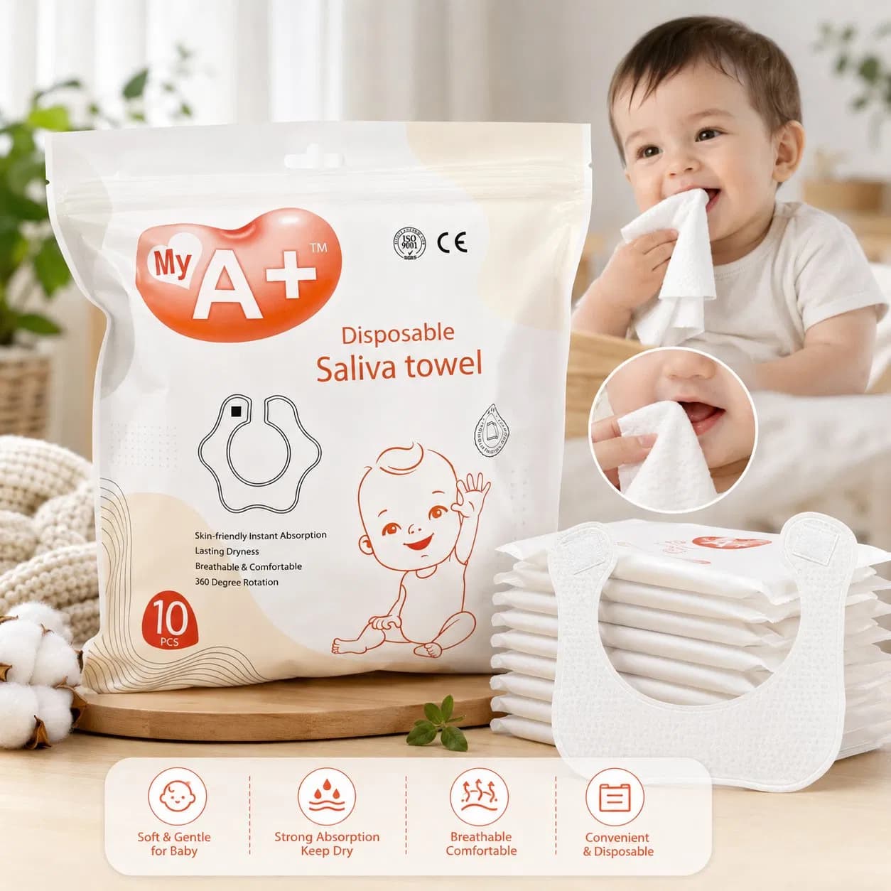 My A+ Brand Disposable Baby Saliva Towel Factory Price Free Sample