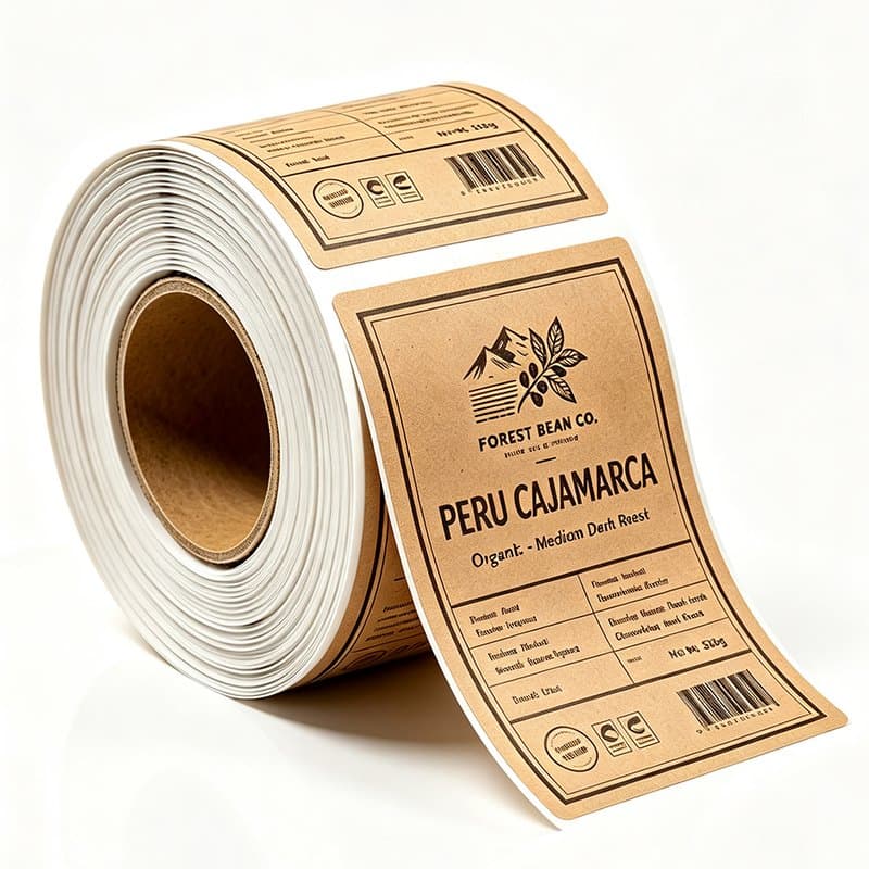 Custom Kraft Paper Self-Adhesive Coffee Labels for Coffee Bag Packaging