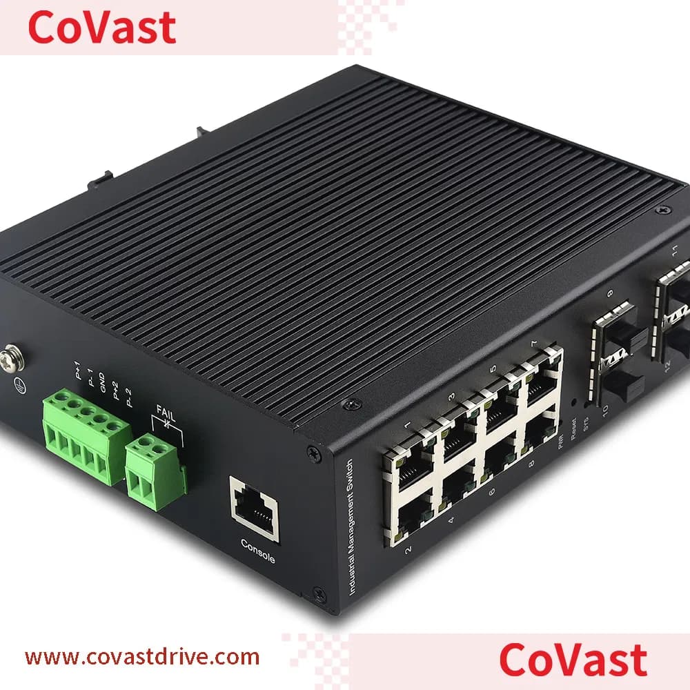 Covast Managed Industrial Ethernet Switch 10g SFP+ 1g Ports Ring