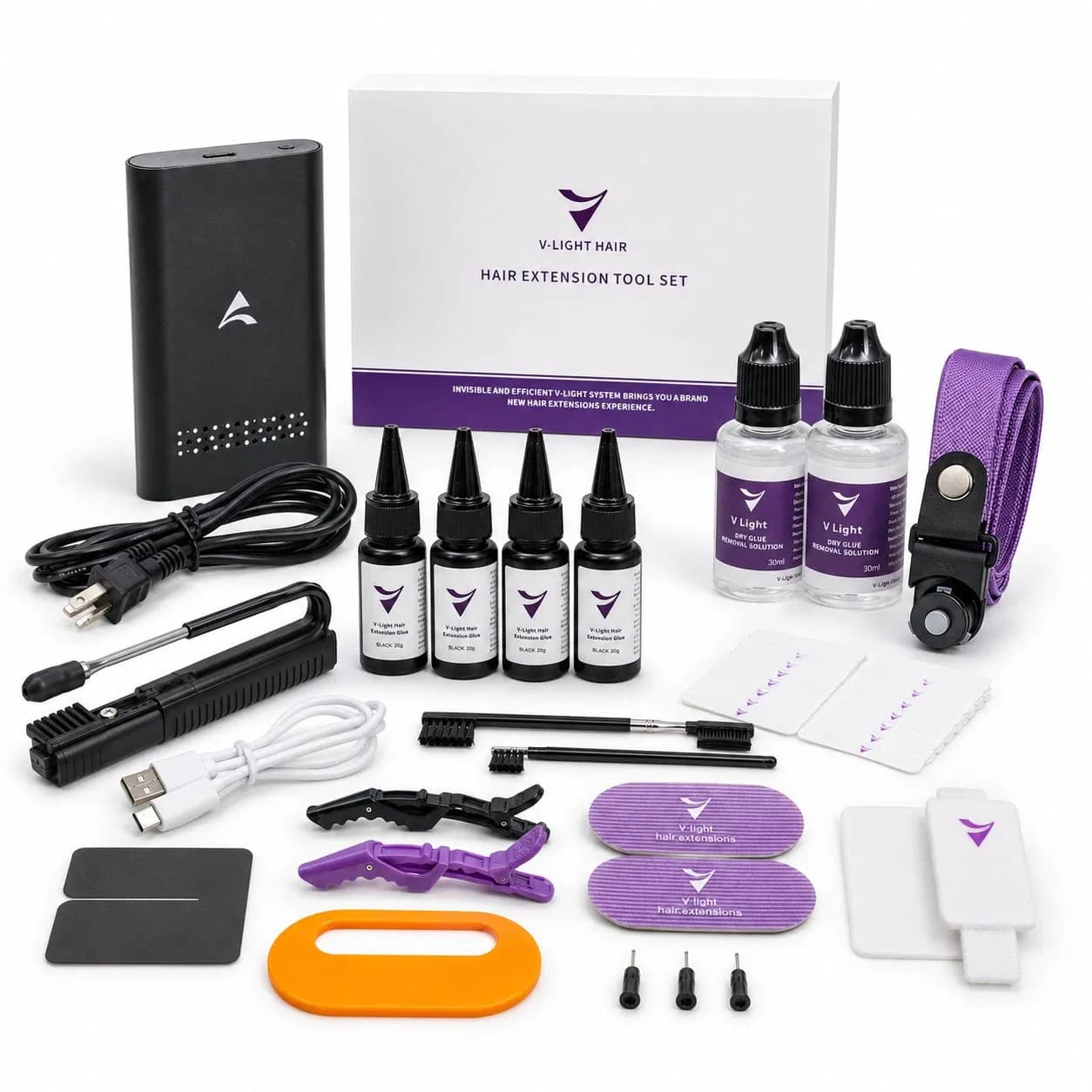 V Light Hair Extension Machine Kit Set V Light Tool of Glue Remover Installation Tool Kit Connectors for Commercial Use Composite