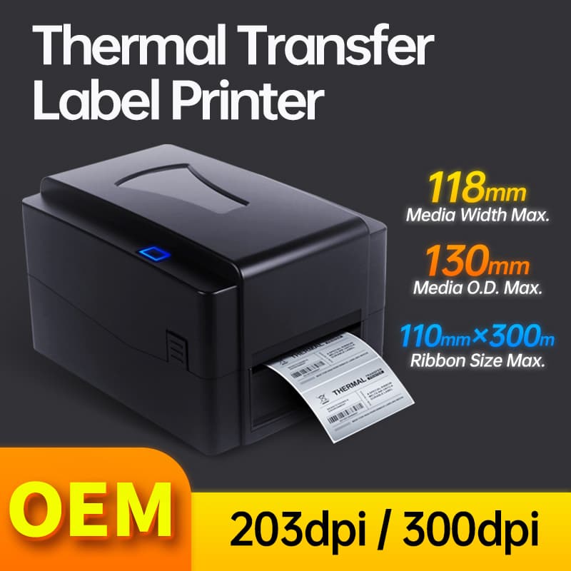 300 Dpi Tto Printer Desktop TTR Thermal Transfer Ribbons Label Printer