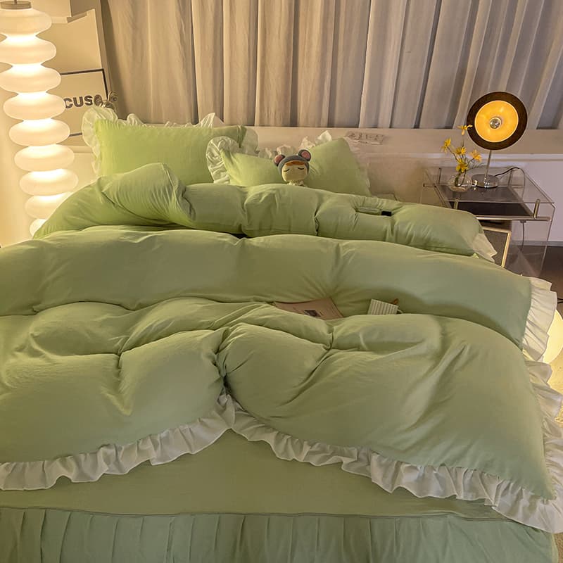 Washed Microfiber Queen King Sheet Set 4 PCS Set Including 2 Pillowcases and Blanket Cover Washable for Duvet Bedding Set