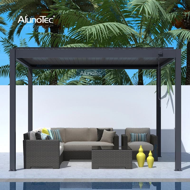 Electric Bioclimatic Pergolas Opening Roof Louver Aluminium Garden Pergola