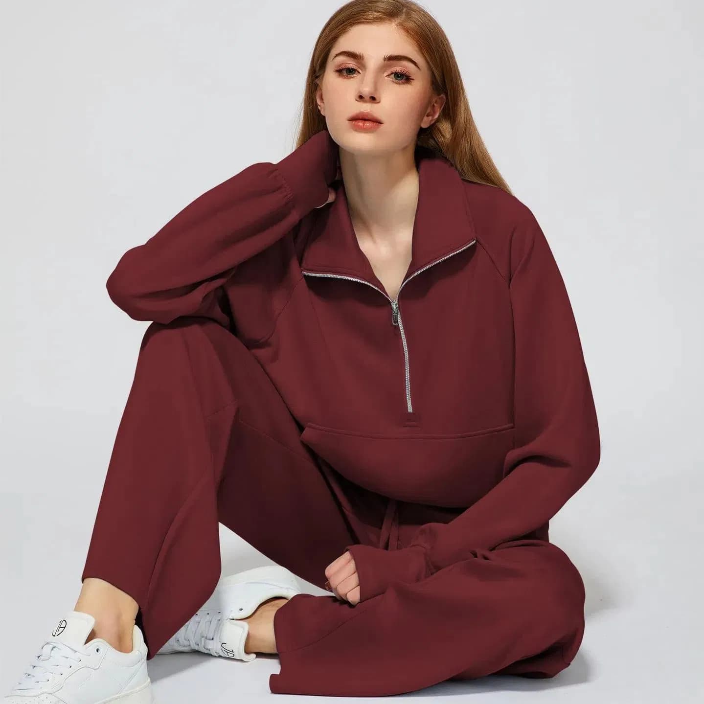 Casual Suit Character Pattern Wide-Leg Sweatpants and Sweatshirt Vintage Decoration