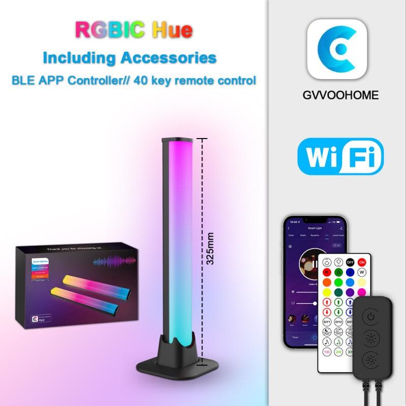 Ws2812b Rgbic Smart LED Light Bar Bluetooth Desktop Background Atmosphere Light Music Sync TV Wall Computer Game Night Light
