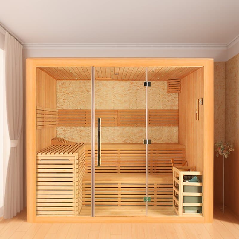 Sunrans 2 Person Traditional Hemlock Relax Steam Room Sauna Outdoor