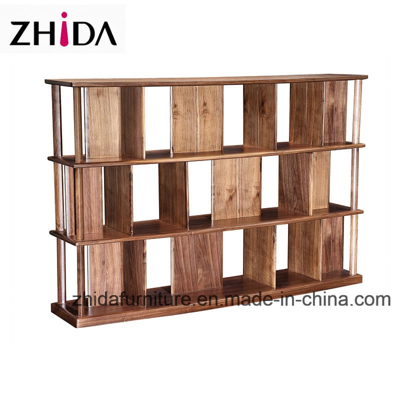 Living Room Solid Wood Walnut Color Bookshelf