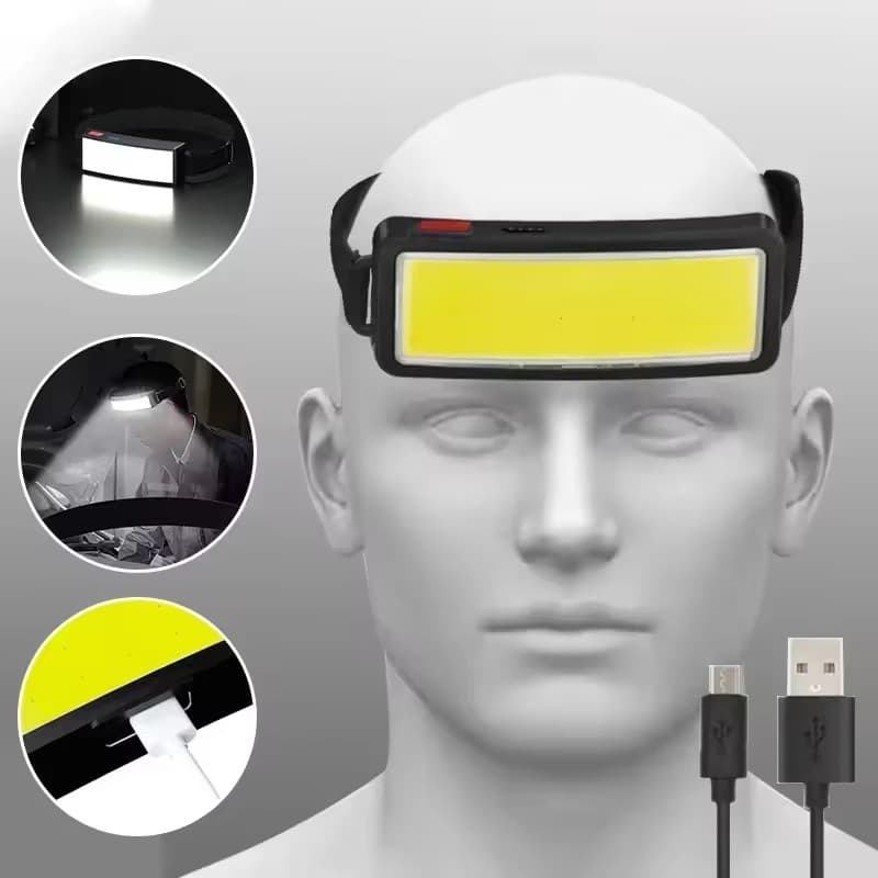 COB Full-View Headlamp, 800lm Rechargeable LED Headlight, Type-C Fast Charging Ipx4 Waterproof Head Lamp with Power Display for Camping, Hiking, Running