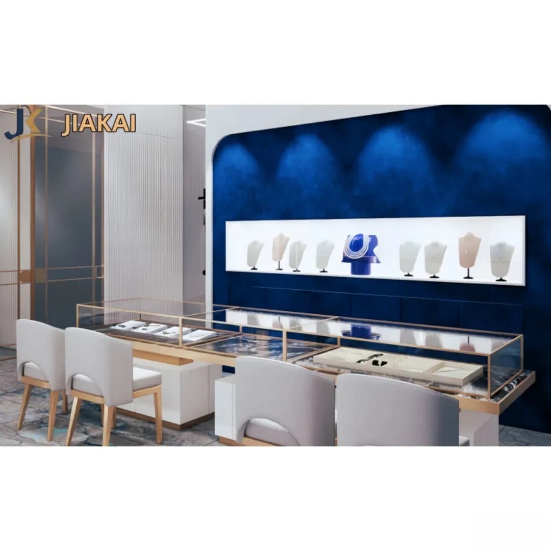 Modern Style Jewelry Display Counter Wall Jewels Showcase Jewelry Shop Design