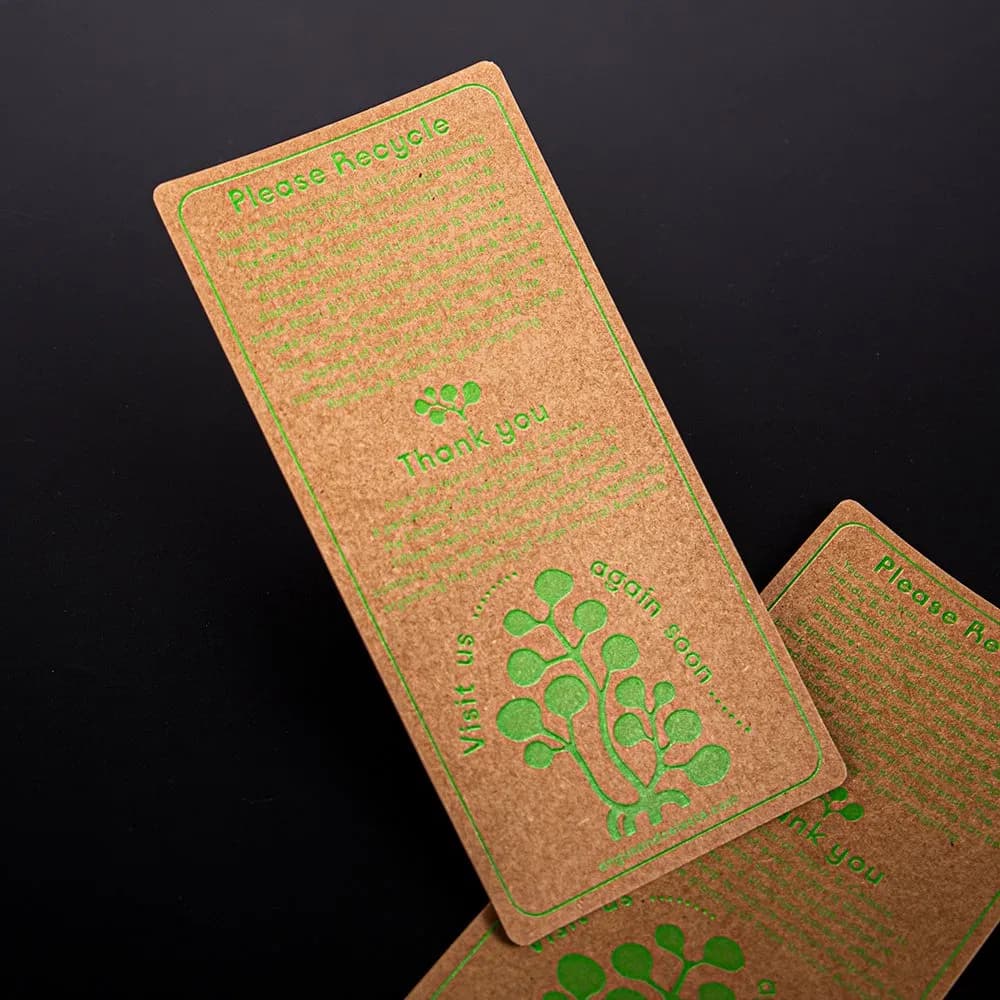 Custom Logo Krafts Embossing Gift Card Green Printing Paper Card Thanks Card