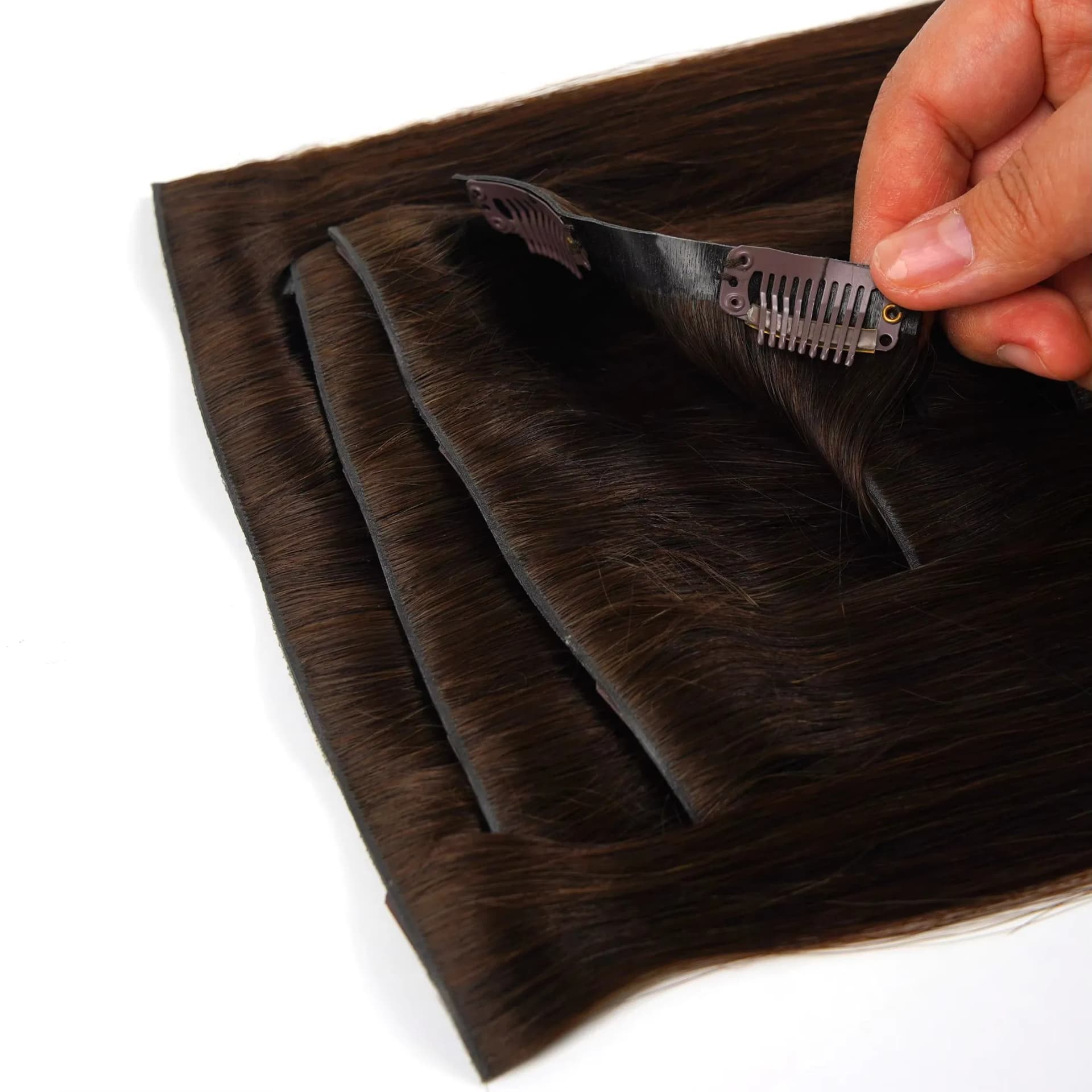 Comfortable Non Damage Easy Wear PU Base Human Clip in Hair