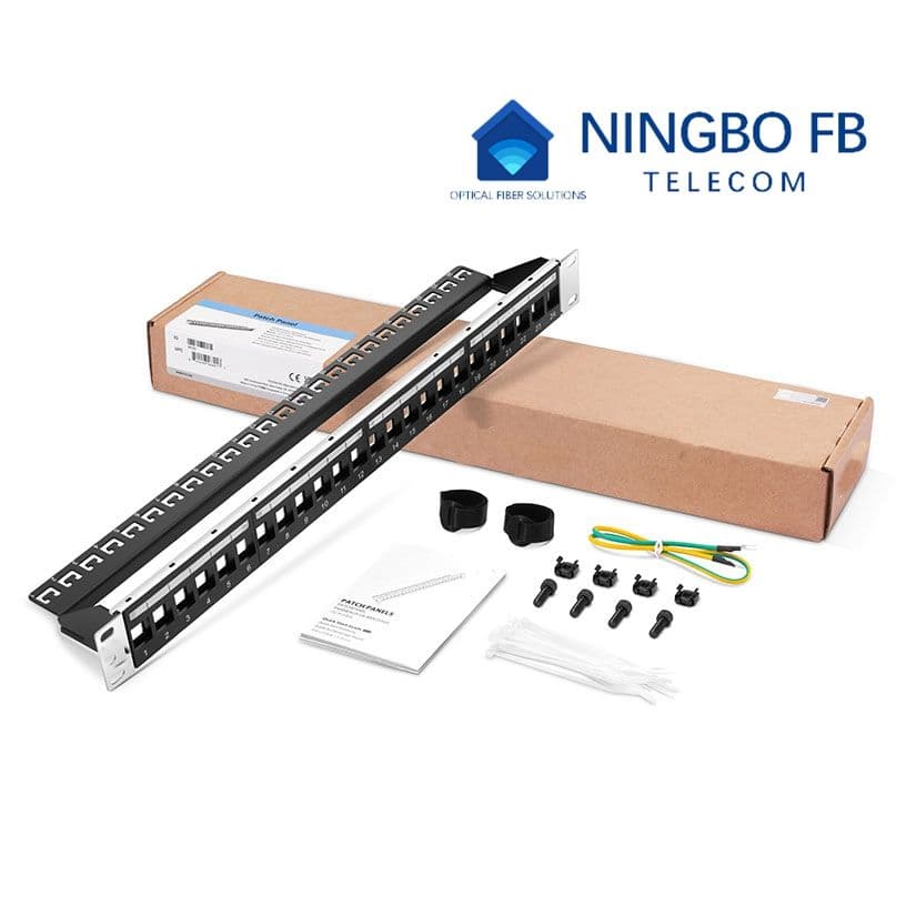 Fiber Optical RJ45 Patch Panel 24 Port CAT6 UTP STP ODF Copper Distribution Frame Rack Module Cable Management 1u
