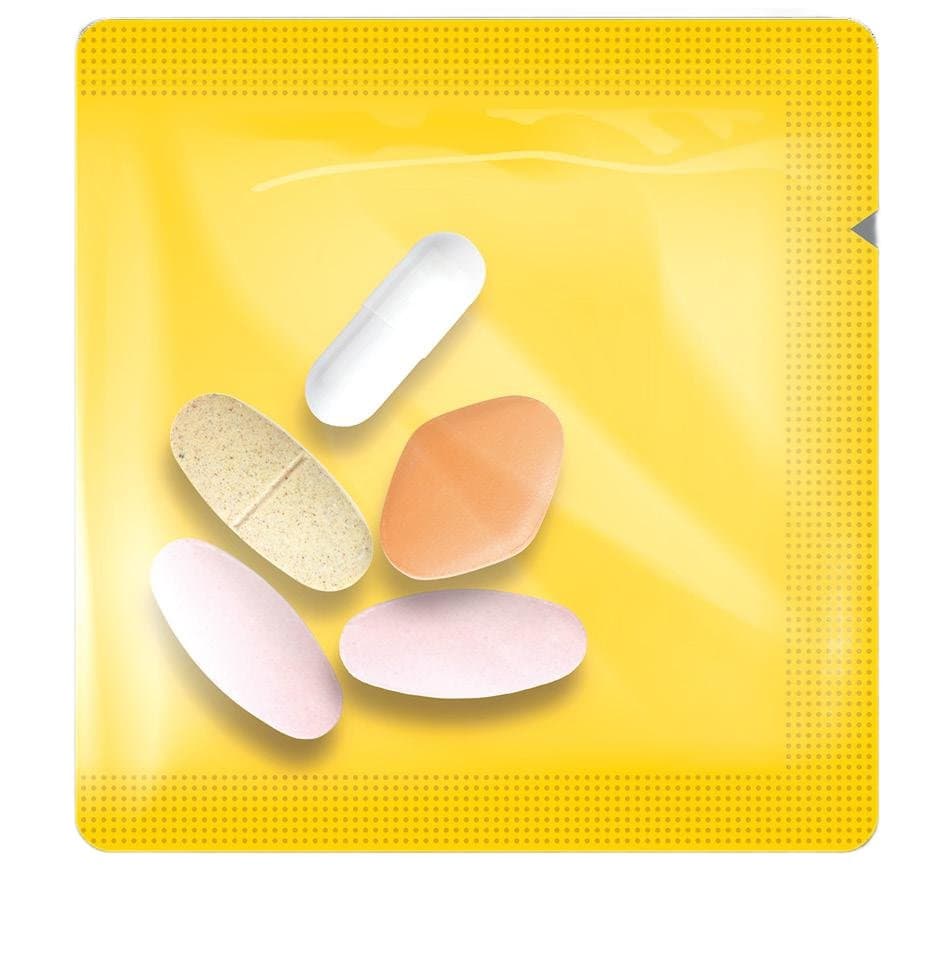 Supplement Manufacturer 6-in-1 Multivitamin Omega3 Sachet for Daily Nutrition Wellness Vitamin Pack
