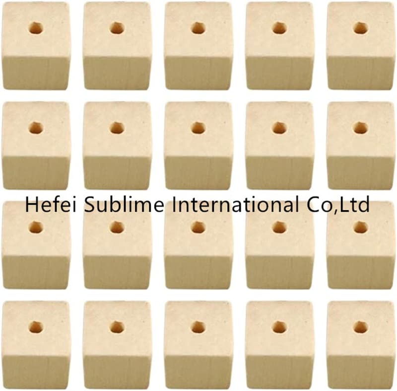 Wooden Cubes Square Bead with Holes for DIY Craft