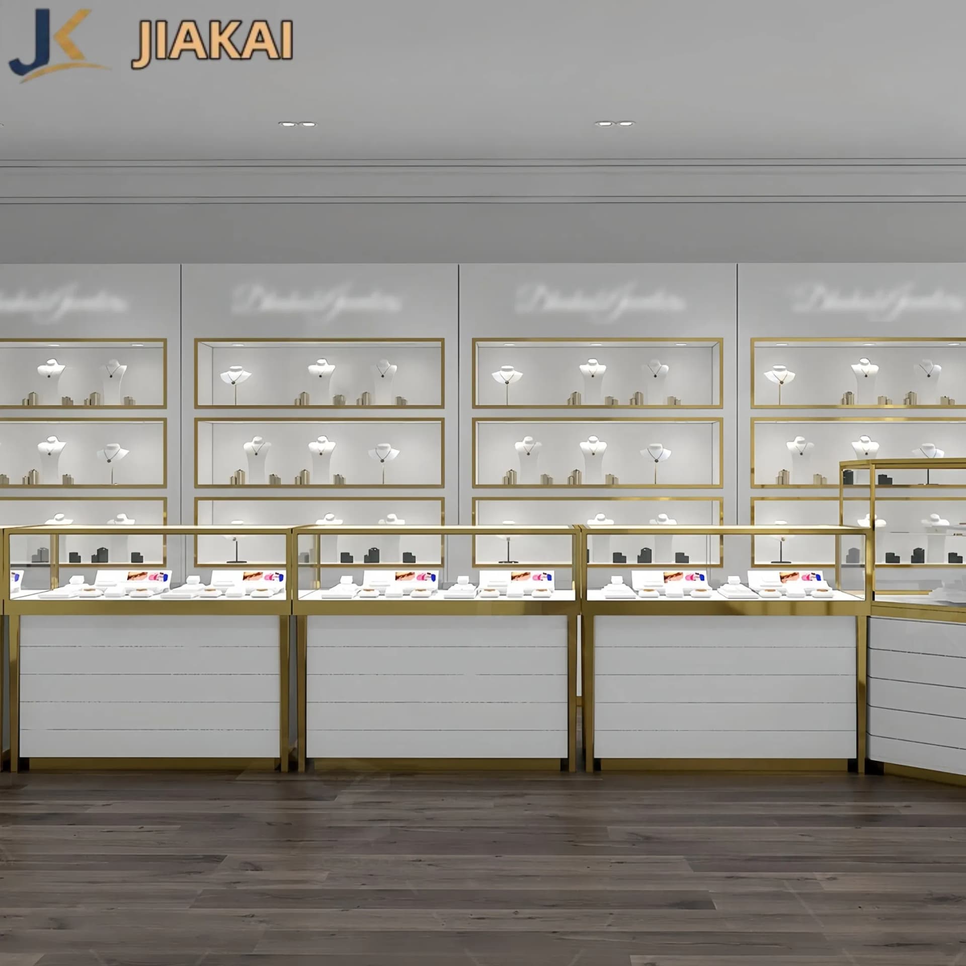 High-End Display Gold Jewellery Shop Furniture Interior Design for Retail Jewelry Showcase
