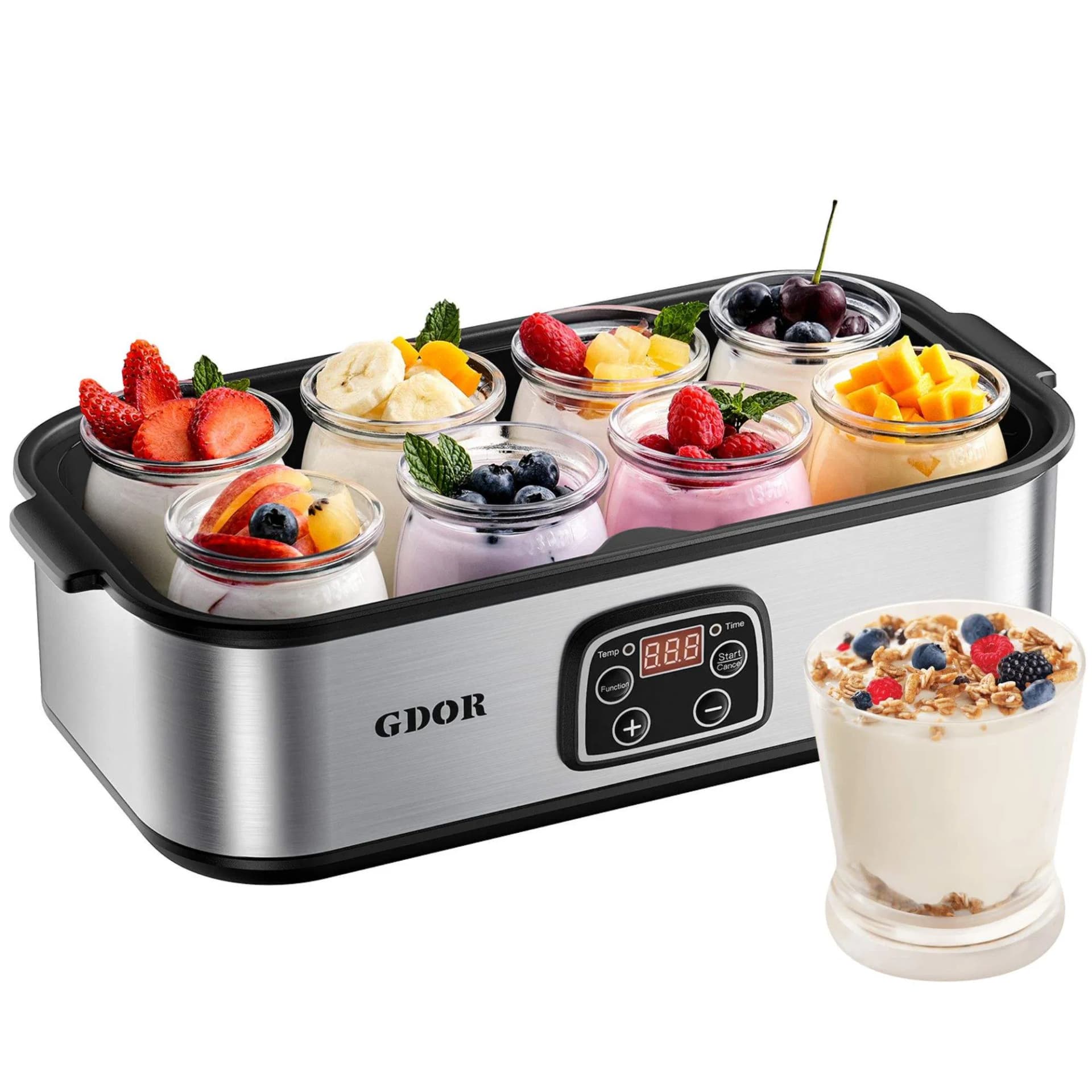 OEM ODM Customized Digital Yogurt Maker BPA-Free 8 Glass Jars Stainless Steel Yogurt Machine