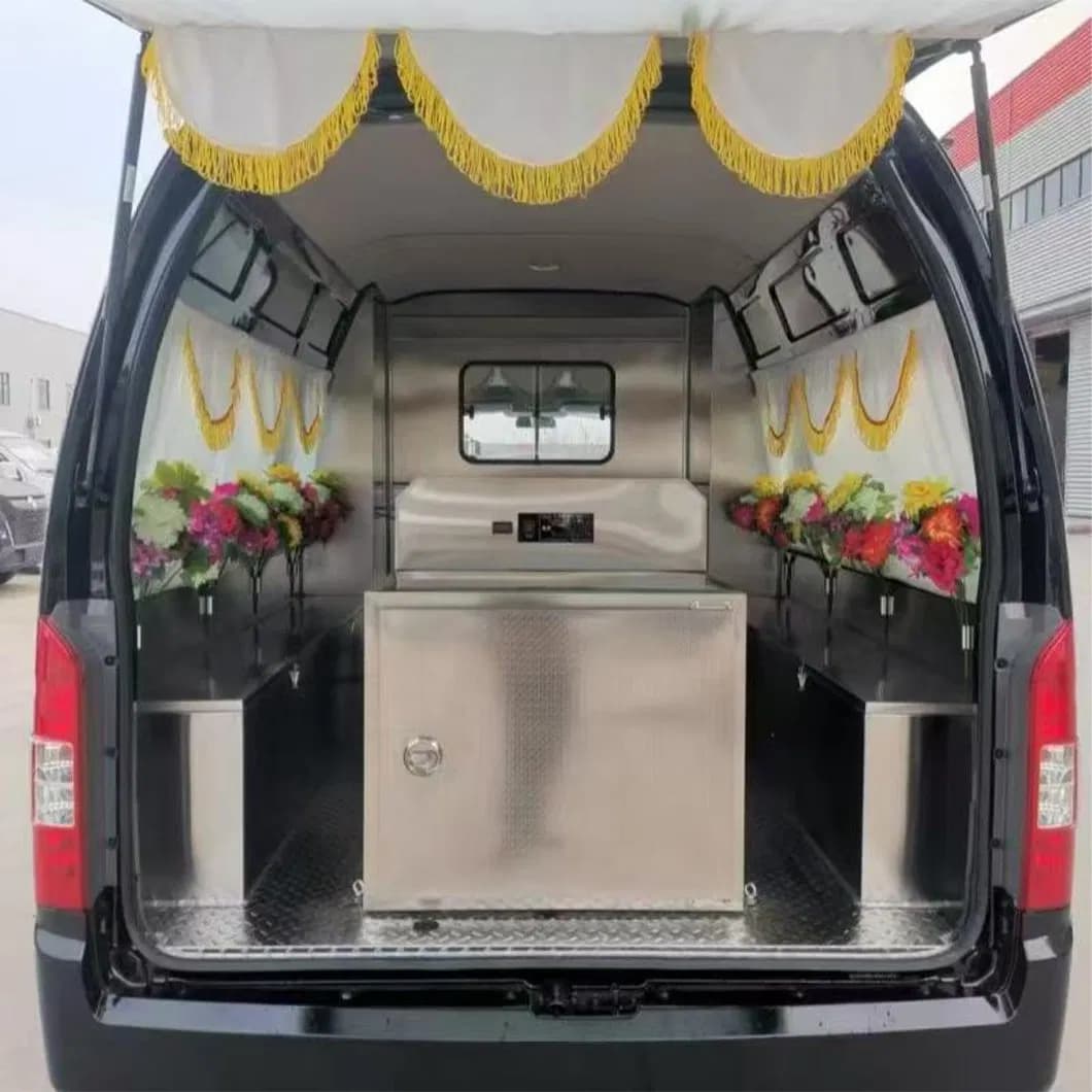 Foton 4*2 Black Funeral Carriage with Stainless Steel Ice Coffin/Hearse