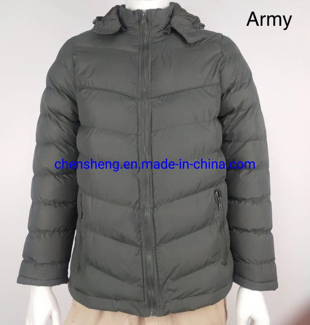Stock Cheap Men Cotton Winter Jacket with Detachabel Hoodie for Outdoor