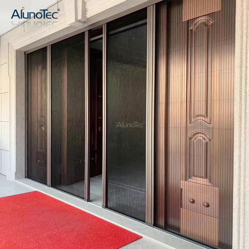 Manufacturer Pleated Insect Screen Barrier Free Retractable Fly Screen Door for Balcony