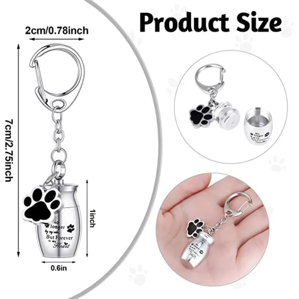 Personalized Stainless Steel Pet Urns Keychain - Cylinder Design