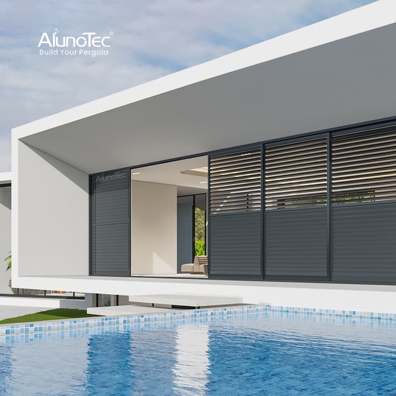 AlunoTec Factory Price Garden Balcony Ventilation Waterproof Privacy Protection Aluminum Operable Blades Sliding Louvered Screen Panel