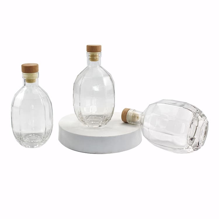 250ml 375ml 500ml Empty Clear Glass Fruit Wine Bottle with Cork