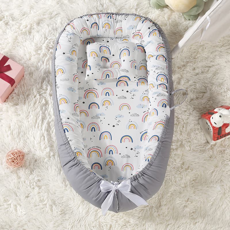 Factory Cartoon Portable Breathable Fabric Newborn Baby Nest Sleep Lounger Baby Bed