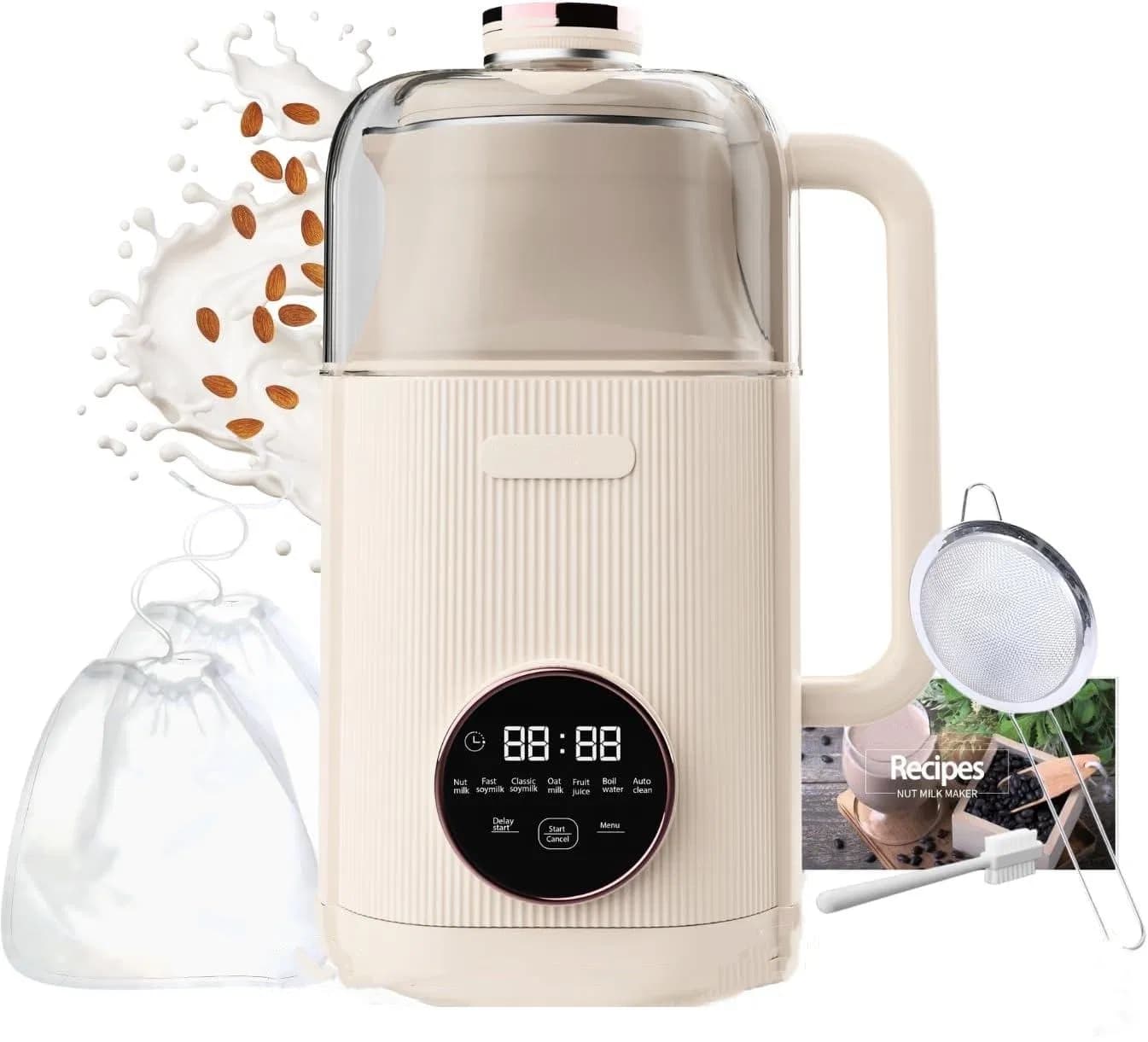 8 Blades Plant-Based Milk Oat Almond 6 Menu Options Large Capacity Nut Milk Maker