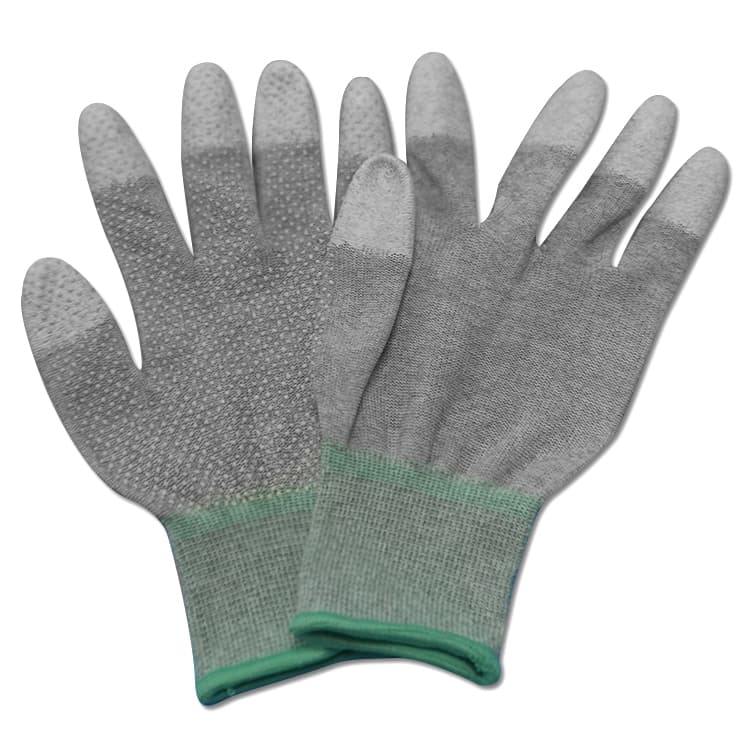 Factory Supplier Fingertip PU Coated ESD Antistatic PVC Dotted Gloves