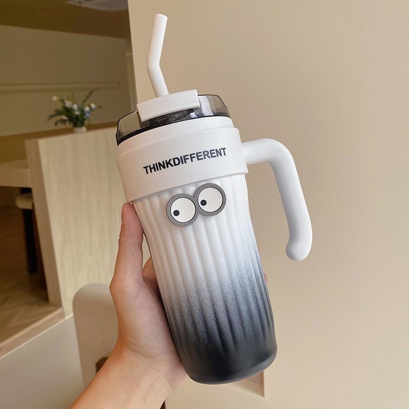 316 Stainless Steel Water Bottle Insulated Coffee Cup with Handle Straw