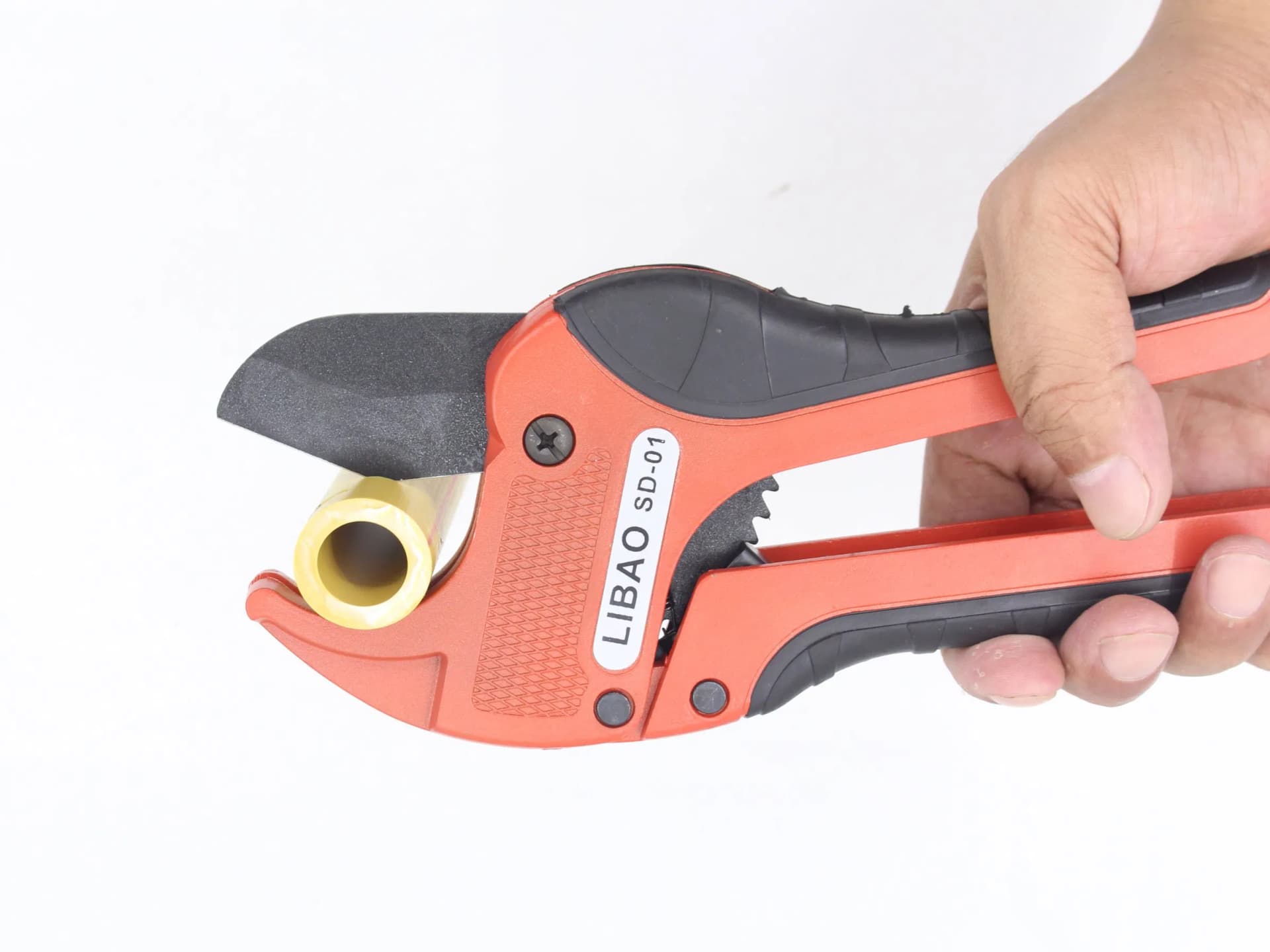 Industrial Grade 42mm Ratchet Pipe Scissors PVC PPR PE Tube Cutter