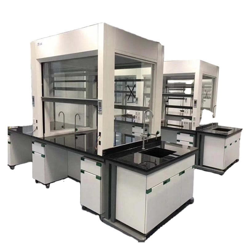 Acid Resistance Chemistry Physical PP Metal Wooden Sink Central Side Lab Bench for Hospital School with Reagent Shelves
