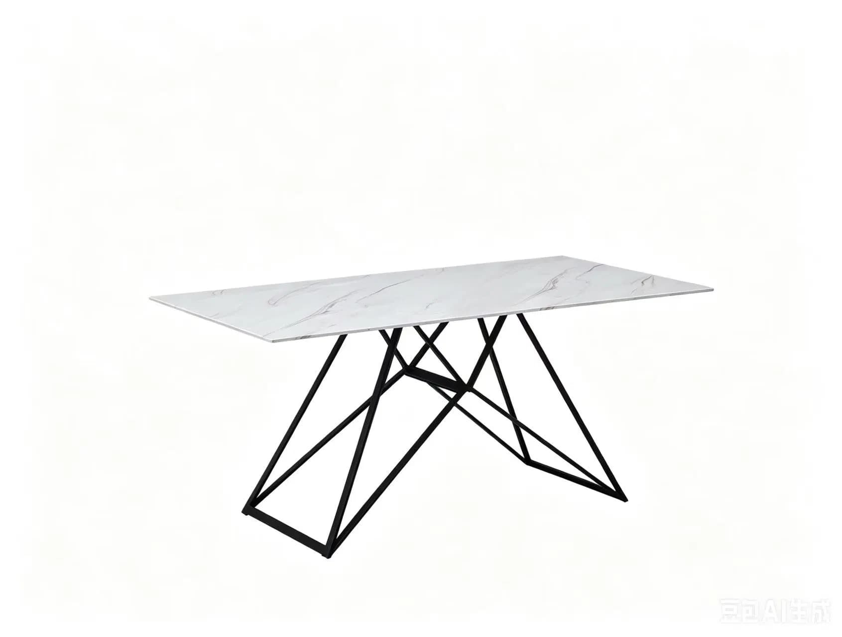 Chic Modern Dining Table with Luxury Sintered Stone and Iron Legs