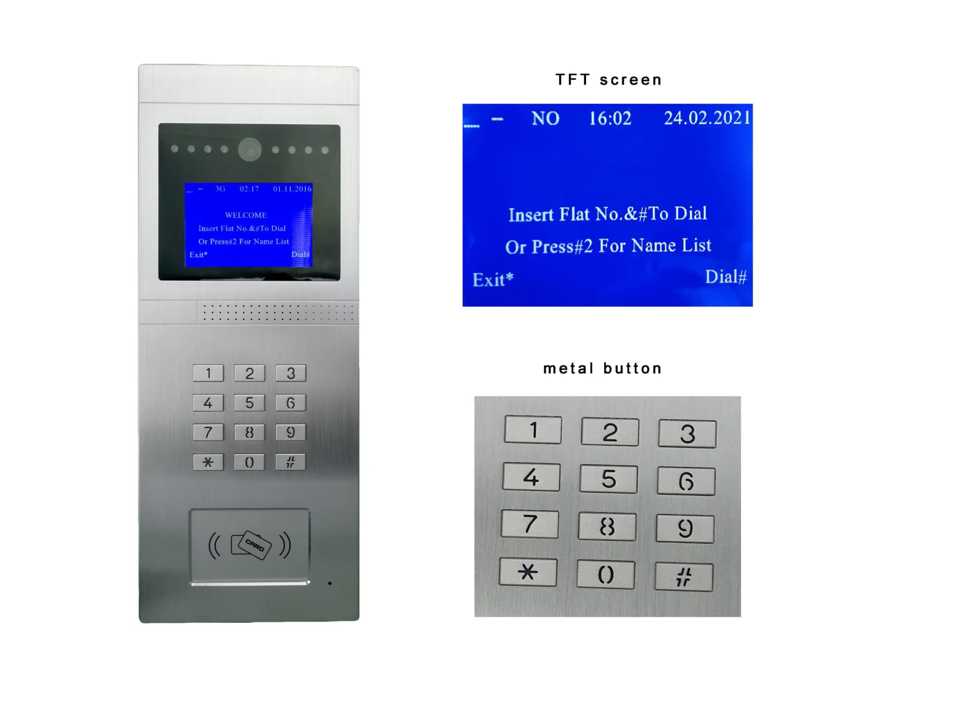 Metal Outdoor 4G Video Intercom Door Station, ID Card Password Temporary Password Unlock, SMS Management Access Control for Apartment