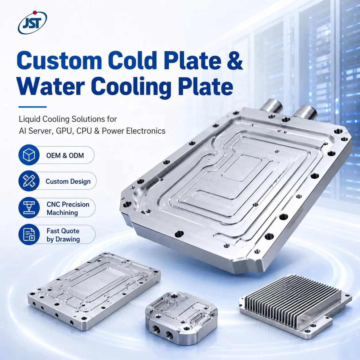 Custom Water Cooling Plate Liquid Cooling Heat Sink Aluminum Water Block Ai Server CPU Power Electronics Cold Plate