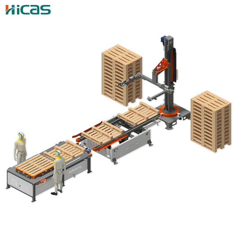 Sf9030 Woodworking Machine 40-60 Pallets/H/4 Workers Wood Pallet Nailing Machine with Stacking and Heat Stamping