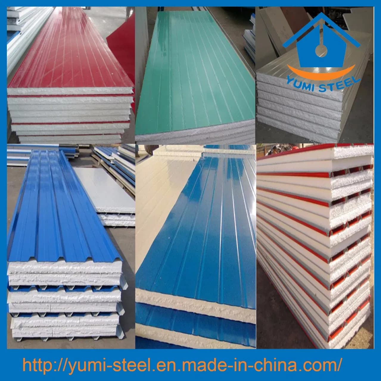 Insulated Fireproof Rockwool/EPS Foam PPGI Sandwich Panel Roof/Wall/Exterior Wall Panel
