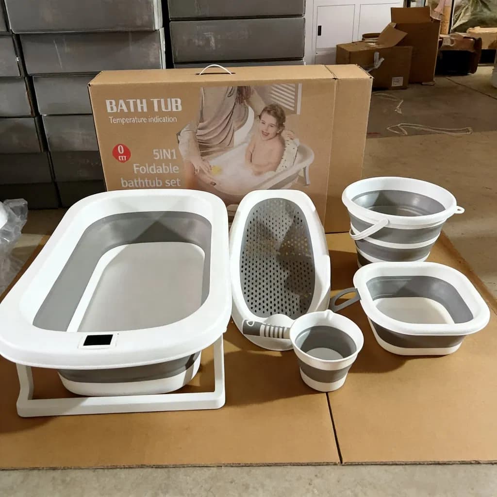 Lightweight Easy Clean Eco-Friendly Durable Stable Foldable Baby Bathtub for Toddler Bath