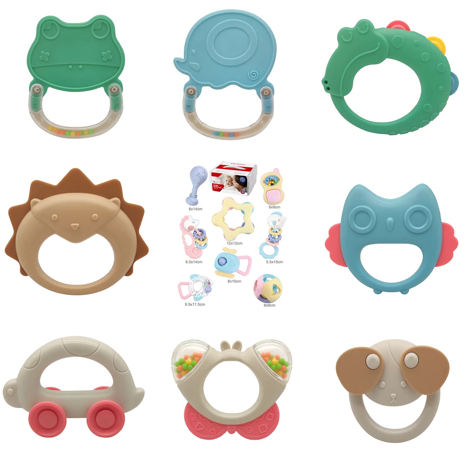 Montessori Baby Teething Toys - Soft Sensory Chew Rattles