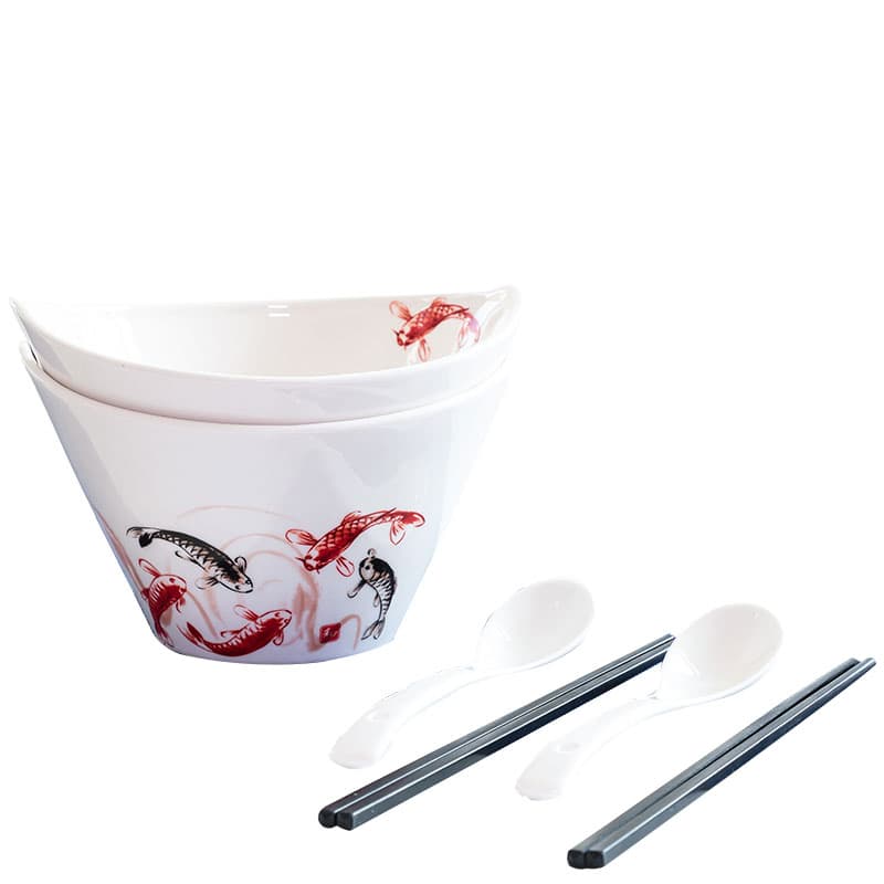Large Noodle Ramen Bowl with Chopsticks Rest/Porcelain Noodle Bowl Set