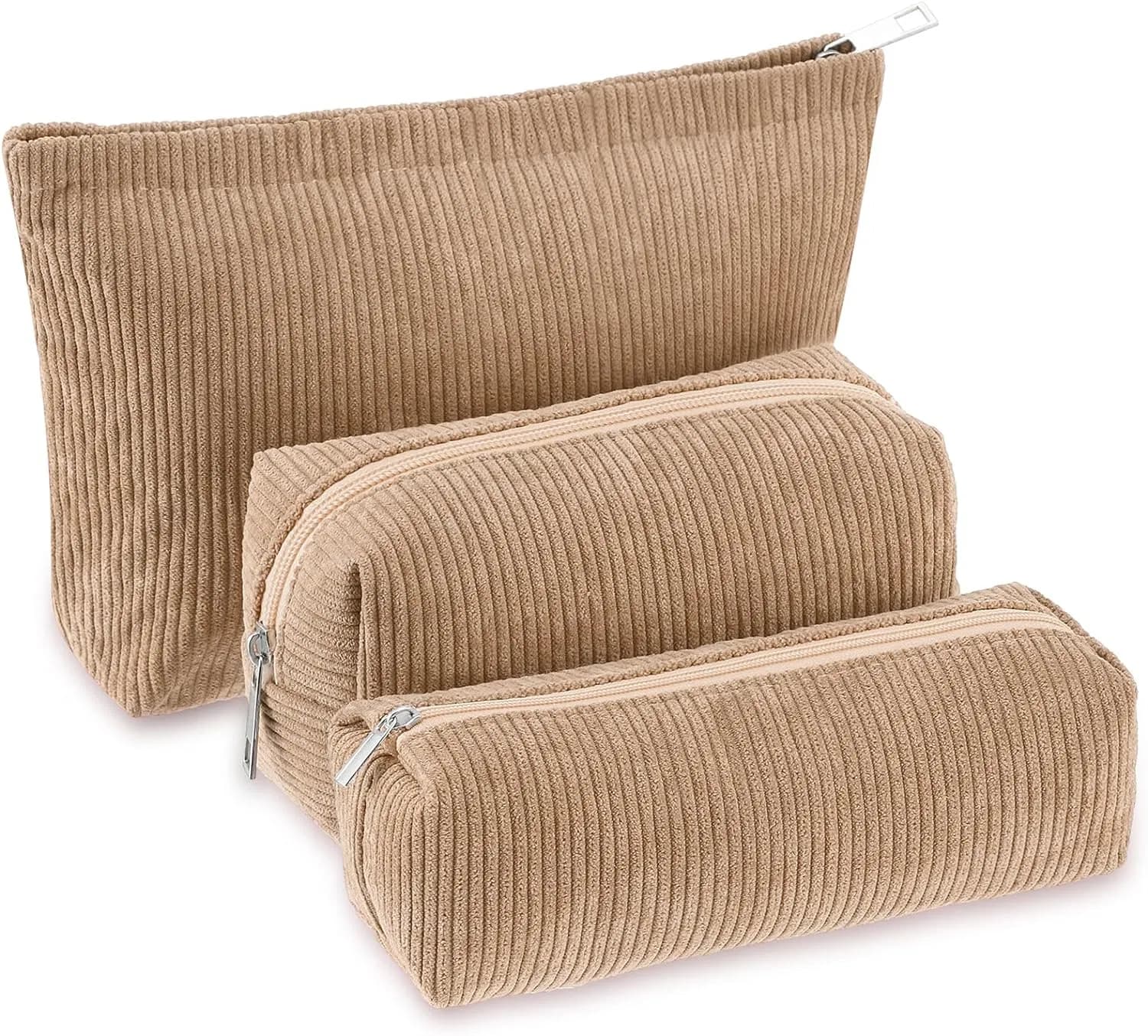 New Arrival High Quality Corduroy Zipper Luxury Toiletry Cosmetic Makeup Travel Bag