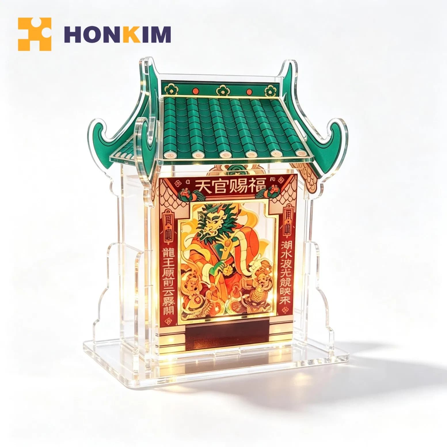 Hand-Crafted Acrylic Temple Figurine for Festive Home Decoration