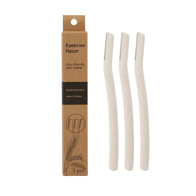 D115 Biodegradable Wheat Straw Dermaplaning Tool Facial Hair Razor with Netted Blade Eco-Friendly Eyebrow Trimmer