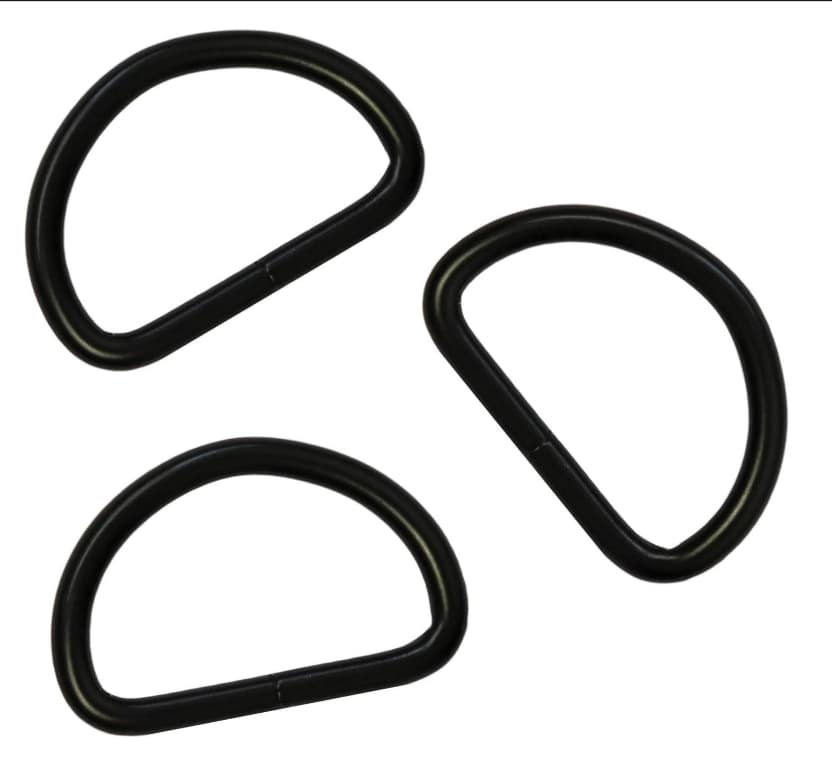 Black Metal D Rings Buckles for Straps Ties Belts Bags