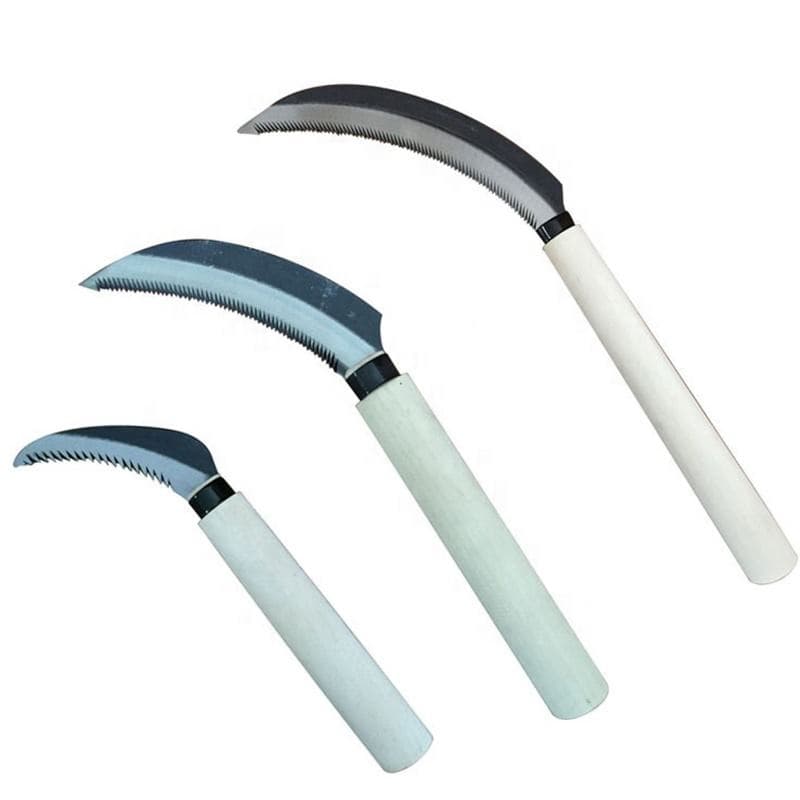Hand Tools with Wooden Handle Cane Knives Steel Grass Tooth Sickle 34cm Farming Sickles
