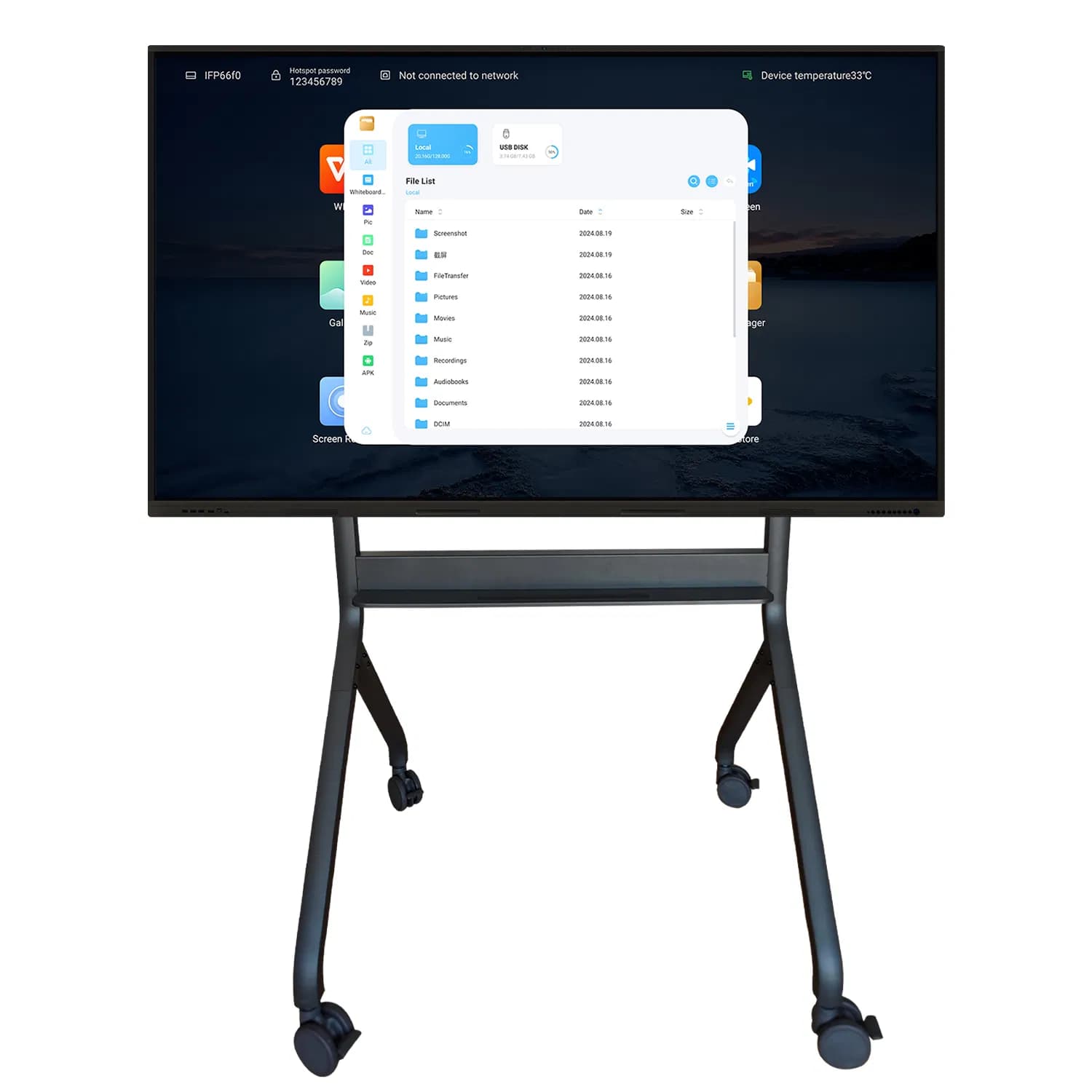 Miboard Ifp86 V14. V4 Android 14 with Transcreen Mirror, Airgo DMS, 50 Touch Points Smart Board on Sales Dual Thick Tips of Stylus